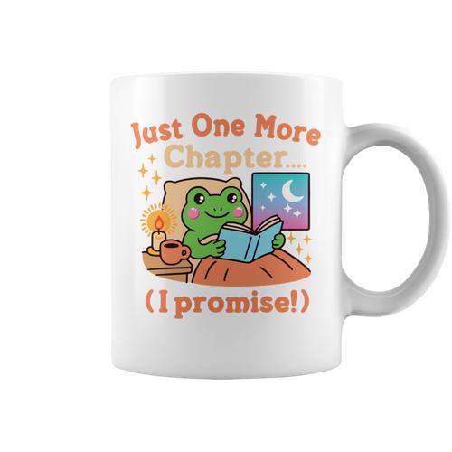 Just One More Chapter Bookish Book Kawaii Frog Reading Book Graphic Print Coffee Mug - Bookorys
