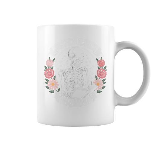 Just One More Chapter Gothic Skeleton Reading A Book Comfort Colors Crop Top Graphic Print Coffee Mug - Bookorys