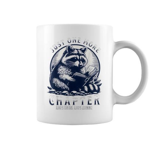Just One More Chapter Raccoon Book Lover Graphic Print Coffee Mug - Bookorys UK