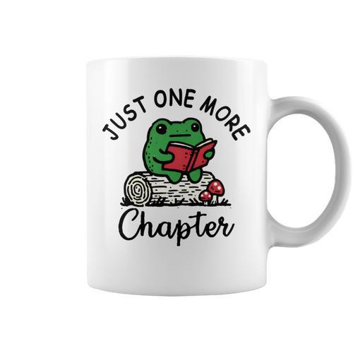 Just-One-More Chapter Frog Reading Book Men Women Kids Graphic Print Coffee Mug - Bookorys