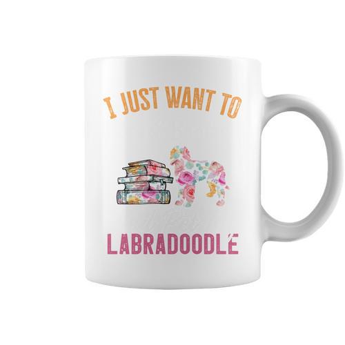 I Just Want To Read Books And Pet My Labradoodle Graphic Print Coffee Mug - Bookorys