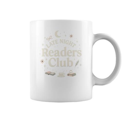 Late Night Readers Club Moon & Stars Book Lover Graphic Print Coffee Mug - Bookorys CA