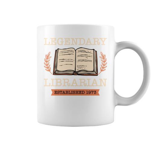 Legendary Librarian Established 1973 Library Book Birthday Graphic Print Coffee Mug - Bookorys DE