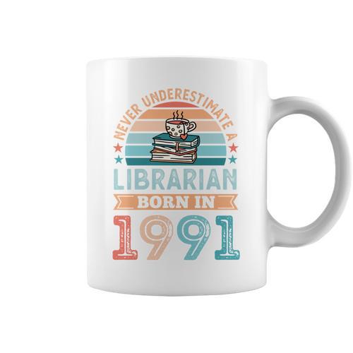 Librarian Born 1991 30th Birthday Book Lover Graphic Print Coffee Mug - Bookorys UK