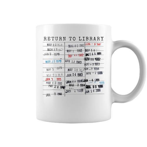 Library Card Due Date Stamp Book Lover Reading Vintage Read Graphic Print Coffee Mug - Bookorys