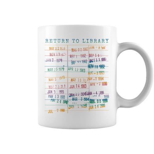 Library Card Vintage Book Due Date Bookish Rainbow Reading Graphic Print Coffee Mug - Bookorys CA