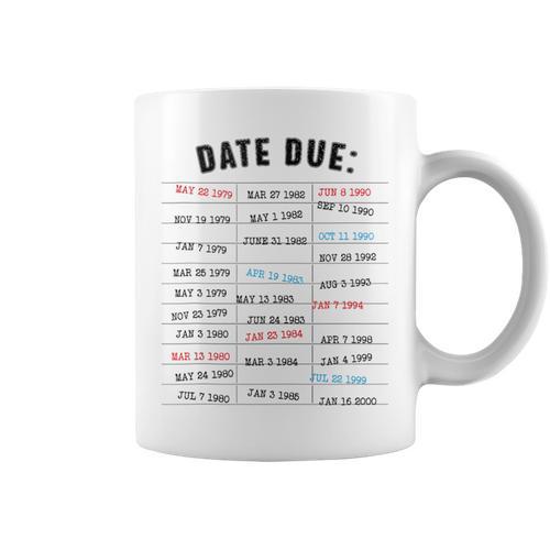 Library Due Date Stamp Card Librarian Book Reading Vintage Graphic Print Coffee Mug - Bookorys DE