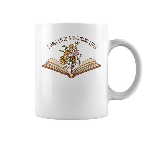 I Have Lived a Thousand Lives Reading Book Lover Graphic Print Coffee Mug - Bookorys DE