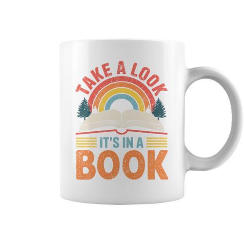 Take A Look It's In A Book Retro Reading Book Lover Premium Tri-Blend Graphic Print Coffee Mug - Bookorys UK