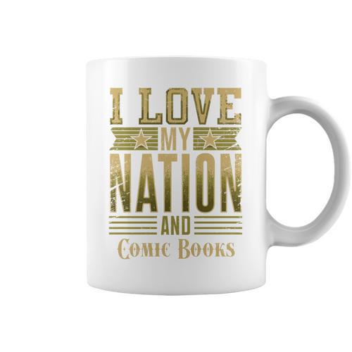 I Love My Nation And Comic Books – Patriotic American Premium Tri-Blend Graphic Print Coffee Mug - Bookorys