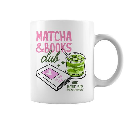 Matcha & Books Club Green Tea Latte Lovers Graphic Print Coffee Mug - Bookorys AU