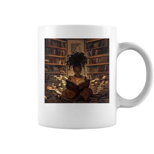 Melanin Afro Women Educated Reading Book History Comfort Colors Crop Top Graphic Print Coffee Mug - Bookorys