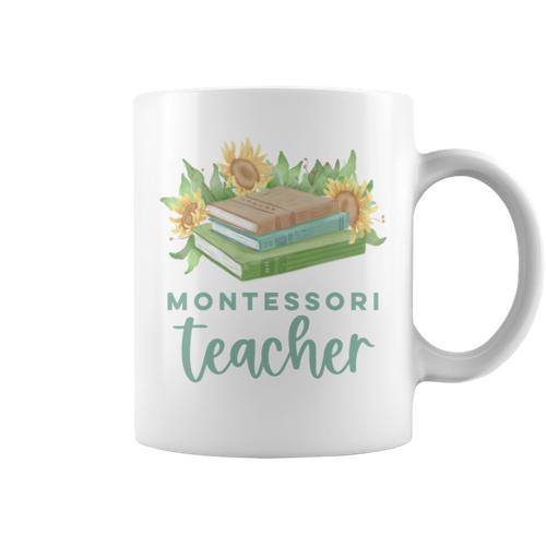 Montessori Teacher Books Sunflowers School Education Learn Graphic Print Coffee Mug - Bookorys AU