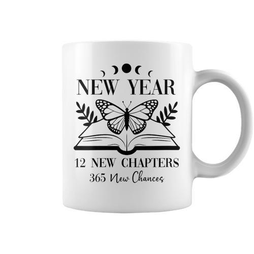 New Year 2026 Reading Book 12 New Chapters 365 New Chances Graphic Print Coffee Mug - Bookorys