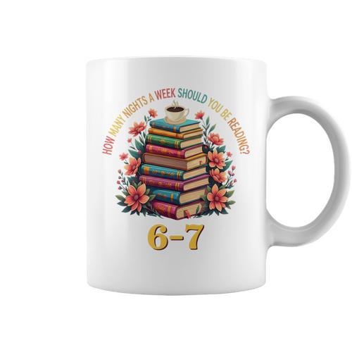 How Many Nights Reading Meme 6 7 Cozy Book Lover Graphic Print Coffee Mug - Bookorys