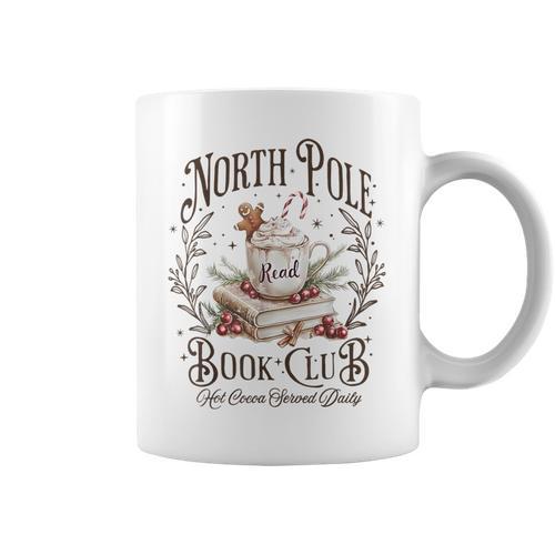 North Pole Readers Club Bookish Xmas Santa Book Reading Graphic Print Coffee Mug - Bookorys UK