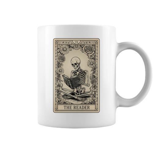 Occult Reader Tarot Card Book Lover Skeleton Reading Graphic Print Coffee Mug - Bookorys AU
