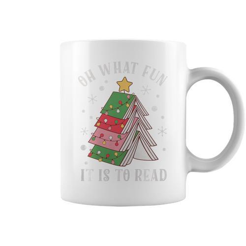 Oh What Fun It Is To Read Book Christmas Tree Premium Tri-Blend Graphic Print Coffee Mug - Bookorys CA