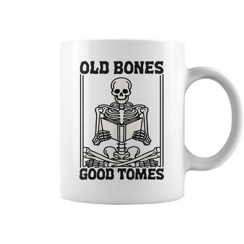 Old Bones Good Tomes Skeleton Reading Bookworm Book Lovers Graphic Print Coffee Mug - Bookorys UK