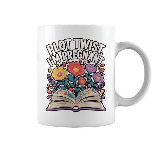 Plot Twist I’m Pregnant Book Lover Announcement Graphic Print Coffee Mug - Bookorys