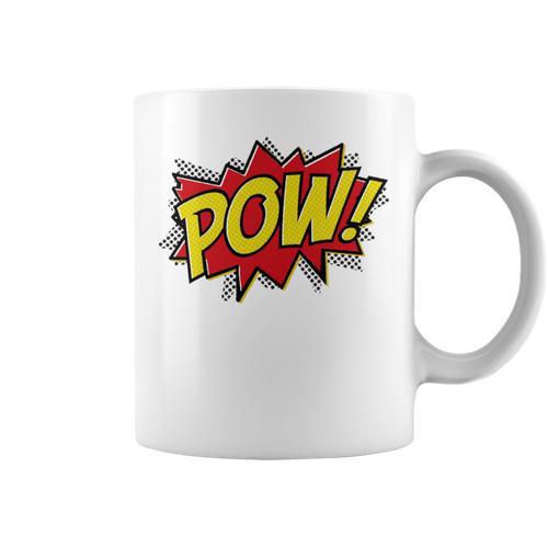 POW Comic Book Font Action Hero BAM BANG BOOM POW Graphic Print Coffee Mug - Bookorys UK