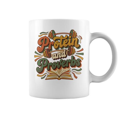 Protein And Proverbs Protein Workout Book Lover Retro Graphic Print Coffee Mug - Bookorys AU