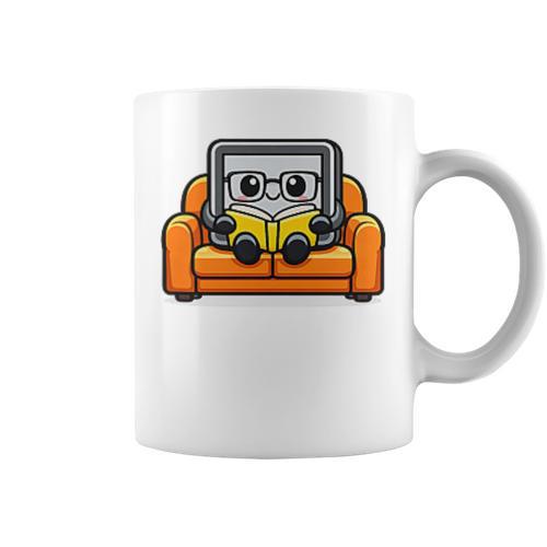 Proud Library Patron Cute Tablet Reading a Book Graphic Print Coffee Mug - Bookorys AU