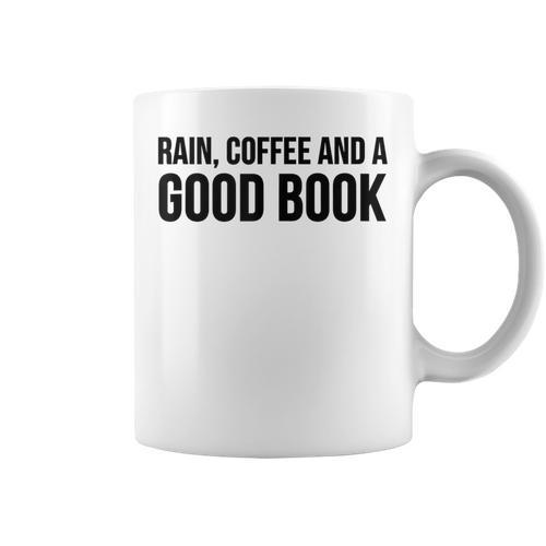 Rain Coffee And A Good Book Reading Lover Graphic Print Coffee Mug - Bookorys UK