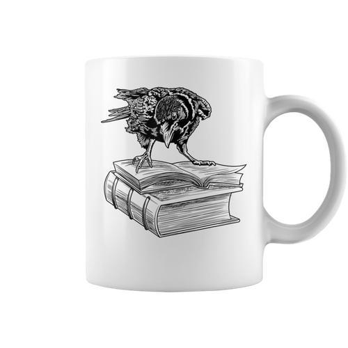 Raven Crow Book Aesthetic Dark Academia Bookworm Graphic Print Coffee Mug - Bookorys CA