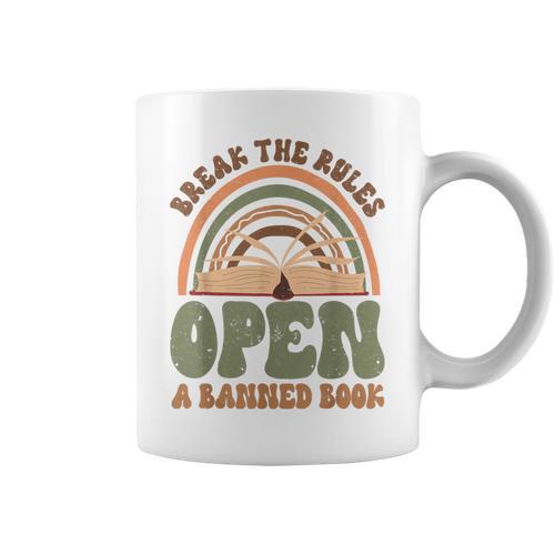 Read Banned Books Break The Rules Banned Books Graphic Print Coffee Mug - Bookorys UK