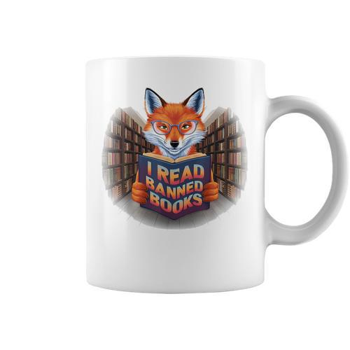 I Read Banned Books Sly Fox Reading Books Graphic Print Coffee Mug - Bookorys UK
