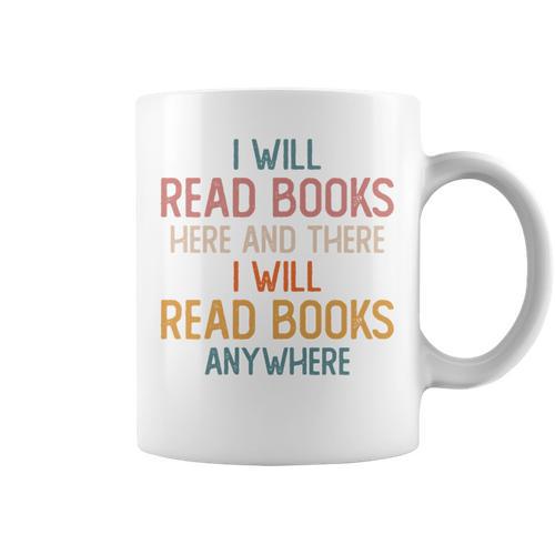 I Read Books Anywhere I Love Heart Books Bookworm Graphic Print Coffee Mug - Bookorys