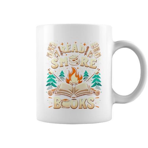 Read More Books Camping Outdoors Travel Campfire Smores Premium Tri-Blend Graphic Print Coffee Mug - Bookorys