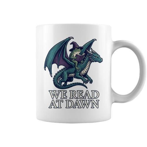 We Read At Dawn Frog Riding Dragon Book Lover Art Comfort Colors Crop Top Graphic Print Coffee Mug - Bookorys DE