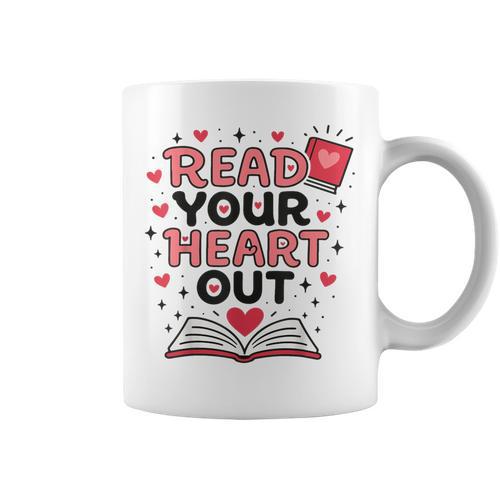 Read Your Heart Out Love Book Valentine Teacher Bookworm Graphic Print Coffee Mug - Bookorys UK