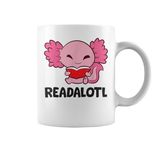 Readalotl Love Axolotls Reading Books And Axolotls Graphic Print Coffee Mug - Bookorys