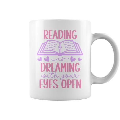 Reading Is Dreaming With Your Eyes Open Cute Quote Books Premium Tri-Blend Graphic Print Coffee Mug - Bookorys