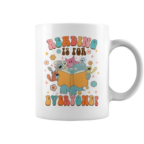 Reading Is For Everyone Book Lover Bookworm Bookish Groovy Graphic Print Coffee Mug - Bookorys UK