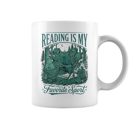 Reading Is My Favorite Sport Book Lover Bookworm Graphic Print Coffee Mug - Bookorys AU