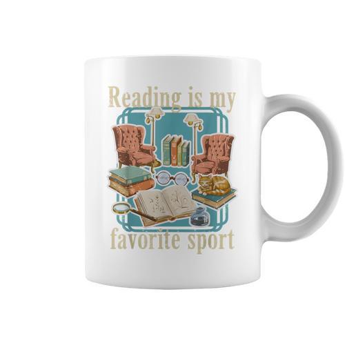 Reading Is My Favorite Sport Vintage Book Lover Cozy Reading Graphic Print Coffee Mug - Bookorys