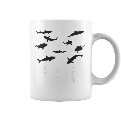 Reading Frenzy Shark Love Books Teacher Read TShirt Graphic Print Coffee Mug - Bookorys UK