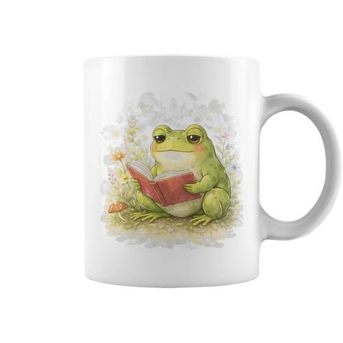 Reading Frog Cottagecore Book Lover Aesthetic Premium Tri-Blend Graphic Print Coffee Mug - Bookorys UK