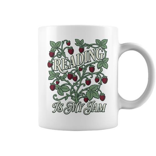 Reading Is My Jam Book Lover Botanical Strawberry Art Comfort Colors Crop Top Graphic Print Coffee Mug - Bookorys