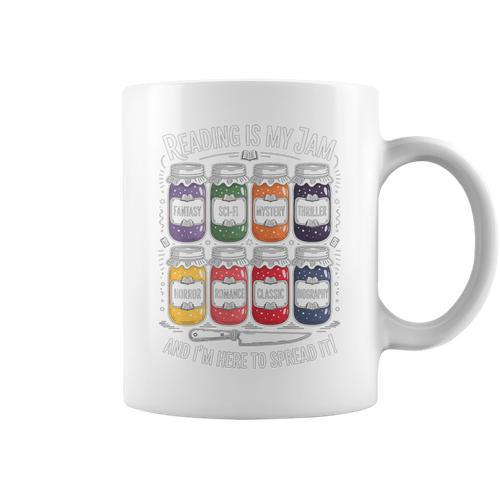 Reading Is My Jam Book Lover Pun Librarian Bookworm Premium Tri-Blend Graphic Print Coffee Mug - Bookorys UK