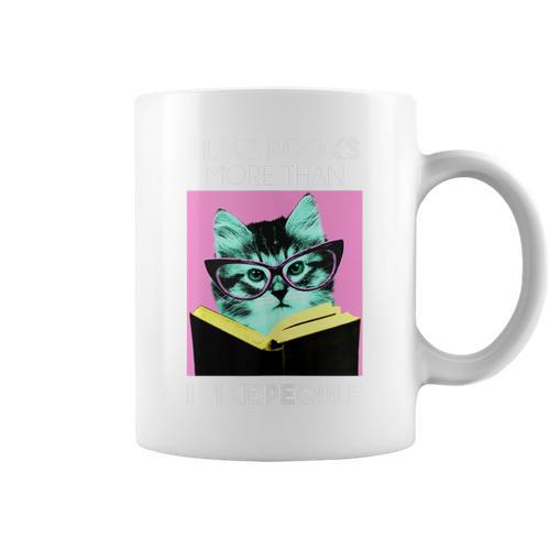 Reading Kitty I Like Books Graphic Print Coffee Mug - Bookorys