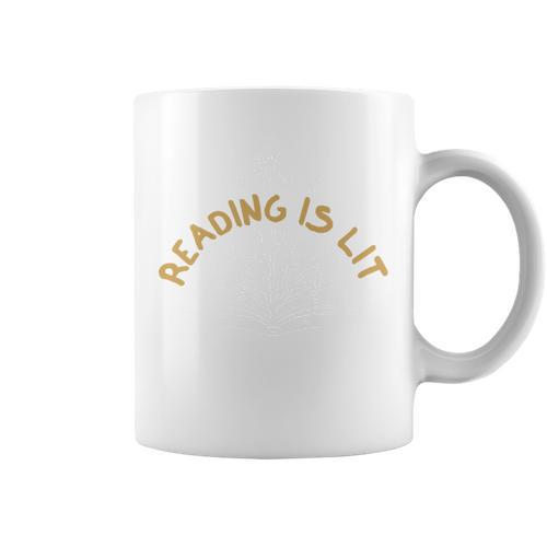 Reading Is Lit Book Lover Reading Teacher Graphic Print Coffee Mug - Bookorys