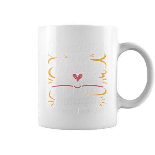 Reading Is My Therapy Bookworm Book Meme Bookish Premium Tri-Blend Graphic Print Coffee Mug - Bookorys DE