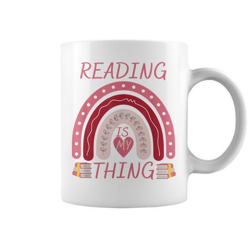 Reading Is My Thing Book Bookworm Teacher Rainbow Girl Graphic Print Coffee Mug - Bookorys DE