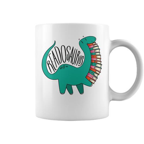 Readosaurus Cute Dinosaur Reading Books Reading Graphic Print Coffee Mug - Bookorys