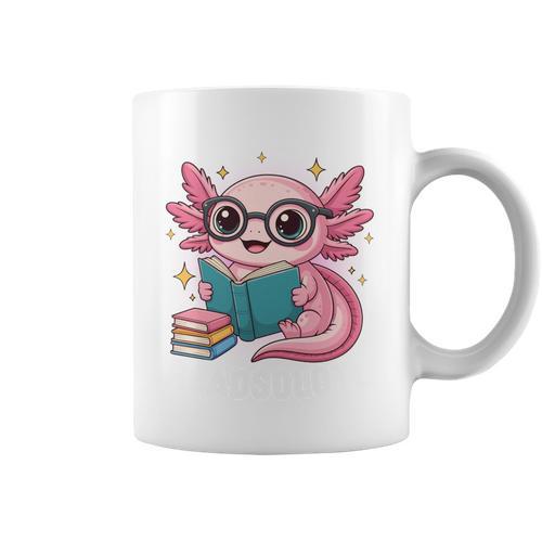 Readsolotl Kawaii Axolotl Reading Book Lover Graphic Print Coffee Mug - Bookorys